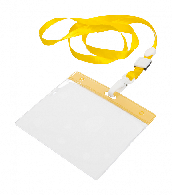 Чехол для бейджа с ланьярдом,желтый с логотипом в Нефтекамске заказать по выгодной цене в кибермаркете AvroraStore