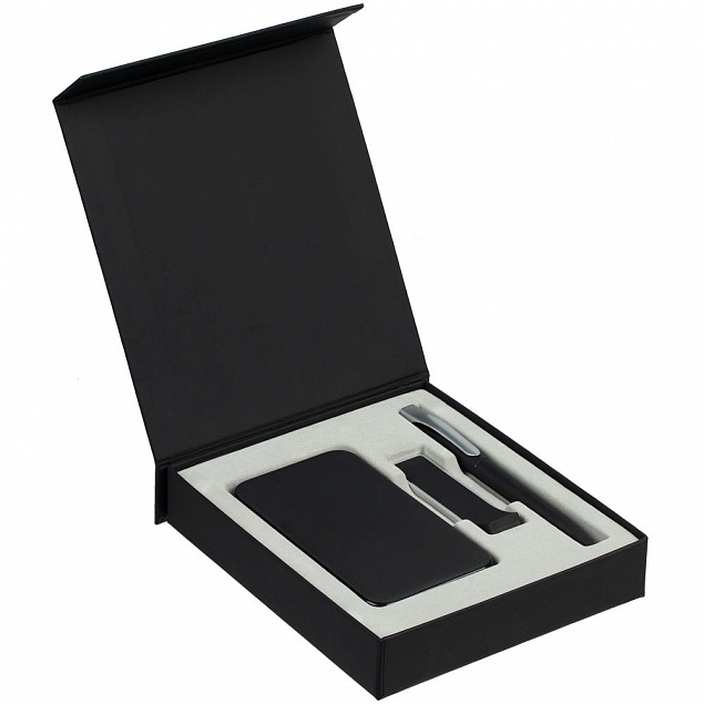 Коробка Latern для аккумулятора 5000 мАч, флешки и ручки, черная с логотипом в Нефтекамске заказать по выгодной цене в кибермаркете AvroraStore