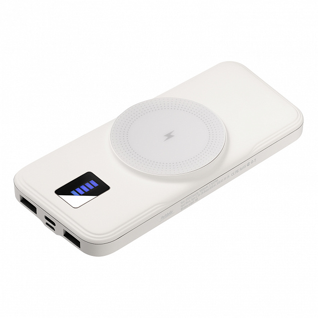 Внешний беспроводной аккумулятор, Ultra Wireless Magnetic, 10000 mah, белый с логотипом в Нефтекамске заказать по выгодной цене в кибермаркете AvroraStore