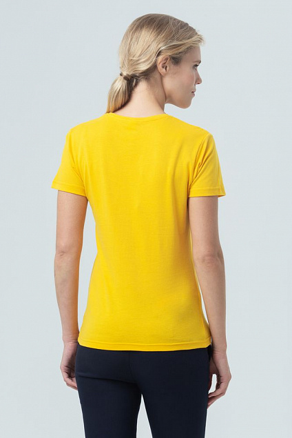 Футболка женская MISS 150, желтая с логотипом в Нефтекамске заказать по выгодной цене в кибермаркете AvroraStore