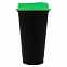 Стакан с крышкой Color Cap Black, черный с зеленым с логотипом в Нефтекамске заказать по выгодной цене в кибермаркете AvroraStore