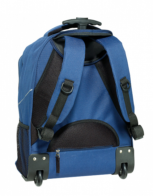 Рюкзак на колесиках TRAILER, синий с логотипом в Нефтекамске заказать по выгодной цене в кибермаркете AvroraStore