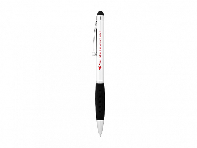 Ручка-стилус шариковая Ziggy черные чернила, серебристый/черный с логотипом в Нефтекамске заказать по выгодной цене в кибермаркете AvroraStore