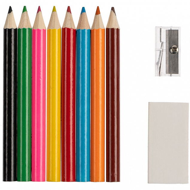 Набор Hobby с цветными карандашами, ластиком и точилкой, белый с логотипом в Нефтекамске заказать по выгодной цене в кибермаркете AvroraStore
