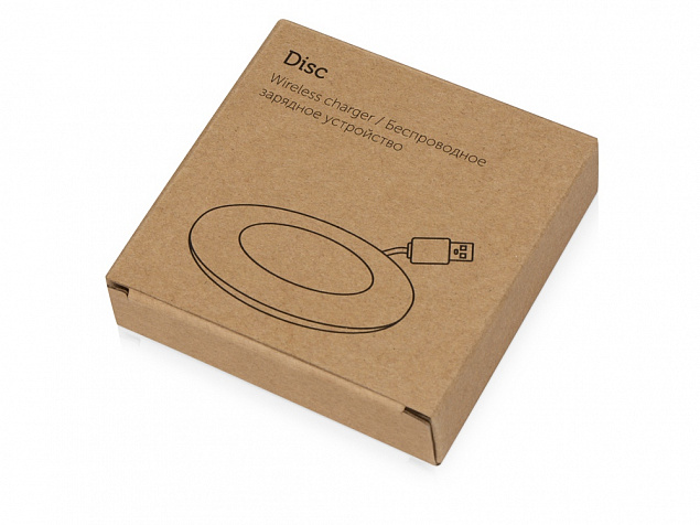 Беспроводное зарядное устройство Disc со встроенным кабелем 2 в 1 с логотипом в Нефтекамске заказать по выгодной цене в кибермаркете AvroraStore