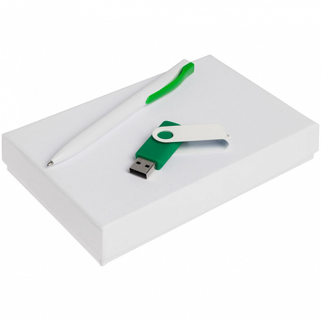 Набор Twist White, белый с зеленым, 8 Гб с логотипом в Нефтекамске заказать по выгодной цене в кибермаркете AvroraStore
