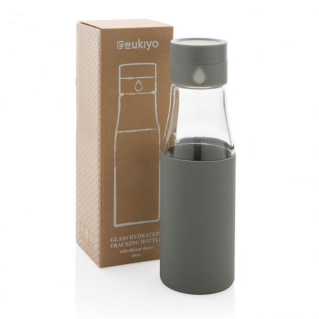 Стеклянная бутылка для воды Ukiyo с силиконовым держателем с логотипом в Нефтекамске заказать по выгодной цене в кибермаркете AvroraStore