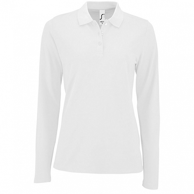 Рубашка поло женская с длинным рукавом PERFECT LSL WOMEN, белая с логотипом в Нефтекамске заказать по выгодной цене в кибермаркете AvroraStore