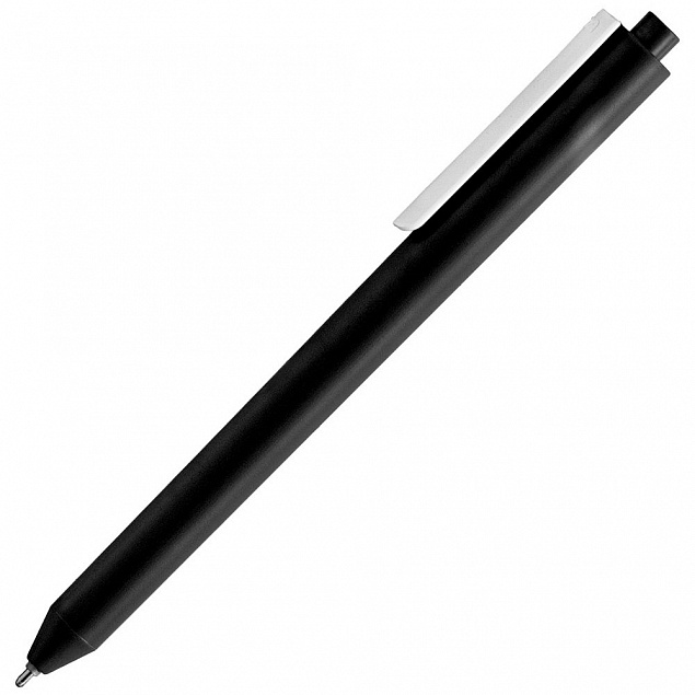 Ручка шариковая Pigra P03 Mat, черная с белым с логотипом в Нефтекамске заказать по выгодной цене в кибермаркете AvroraStore