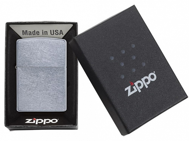 Зажигалка ZIPPO Classic с покрытием Street Chrome™ с логотипом в Нефтекамске заказать по выгодной цене в кибермаркете AvroraStore