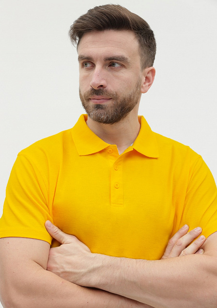 Рубашка поло мужская STAN хлопок/полиэстер 185, 04 Жёлтый с логотипом в Нефтекамске заказать по выгодной цене в кибермаркете AvroraStore