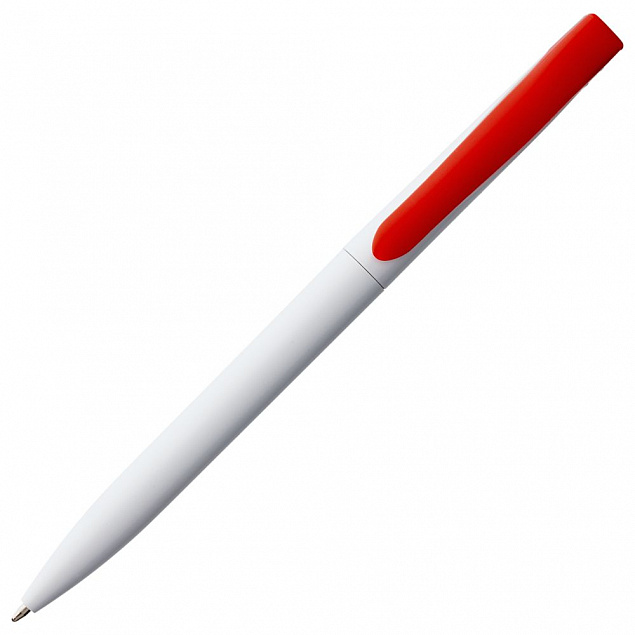 Ручка шариковая Pin, белая с красным с логотипом в Нефтекамске заказать по выгодной цене в кибермаркете AvroraStore
