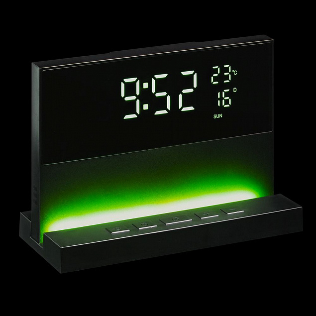 Зарядная станция с часами и подсветкой multiEnergy, черная с логотипом в Нефтекамске заказать по выгодной цене в кибермаркете AvroraStore