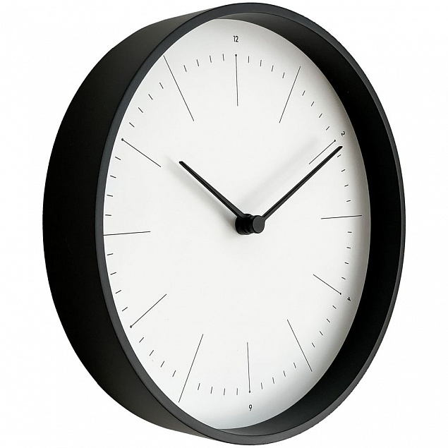 Часы настенные Lacky, белые с черным с логотипом в Нефтекамске заказать по выгодной цене в кибермаркете AvroraStore