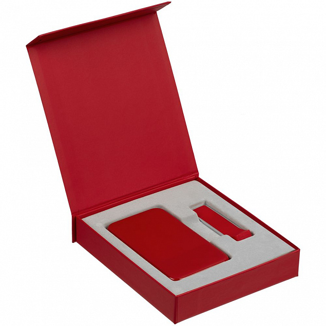 Коробка Latern для аккумулятора 5000 мАч и флешки, красная с логотипом в Нефтекамске заказать по выгодной цене в кибермаркете AvroraStore