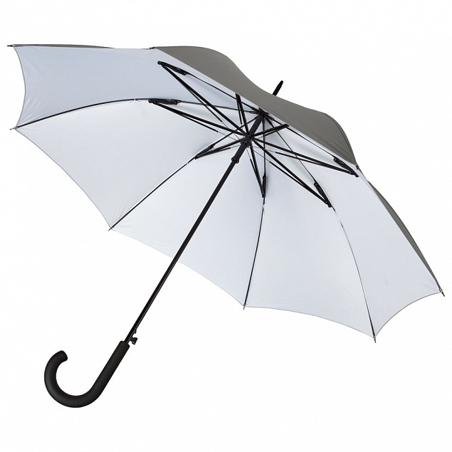 Зонт-трость Wind, серебристый с логотипом в Нефтекамске заказать по выгодной цене в кибермаркете AvroraStore