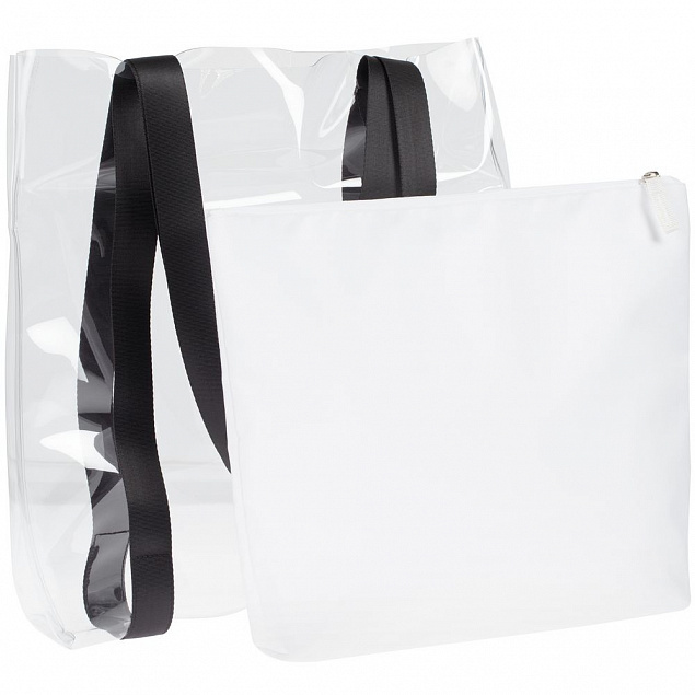 Шопер Clarity с органайзером, белый с логотипом в Нефтекамске заказать по выгодной цене в кибермаркете AvroraStore