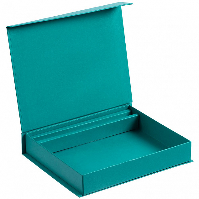 Коробка Duo под ежедневник и ручку, бирюзовая с логотипом в Нефтекамске заказать по выгодной цене в кибермаркете AvroraStore