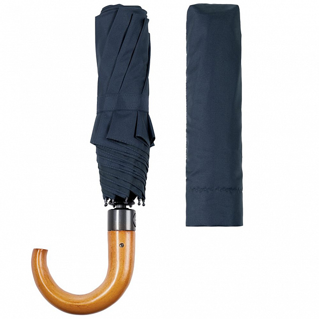 Складной зонт Unit Classic, темно-синий с логотипом в Нефтекамске заказать по выгодной цене в кибермаркете AvroraStore