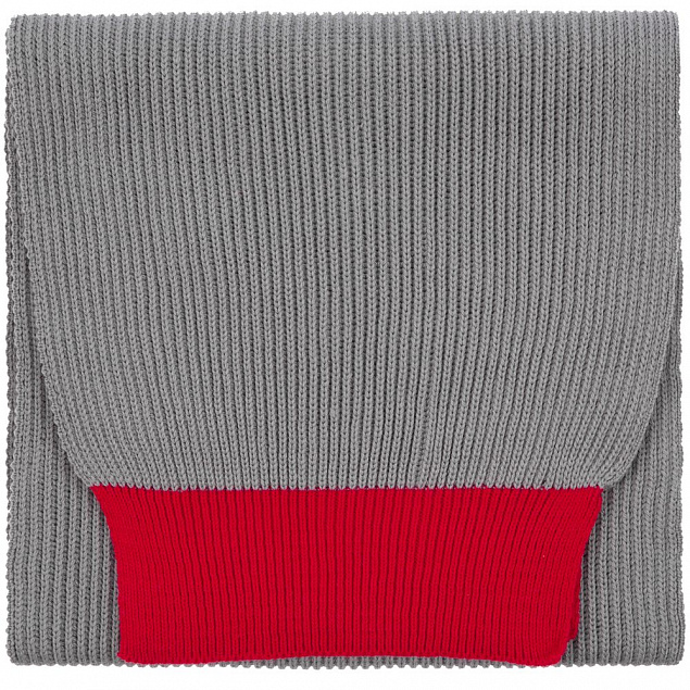 Шарф Snappy, светло-серый с красным с логотипом в Нефтекамске заказать по выгодной цене в кибермаркете AvroraStore
