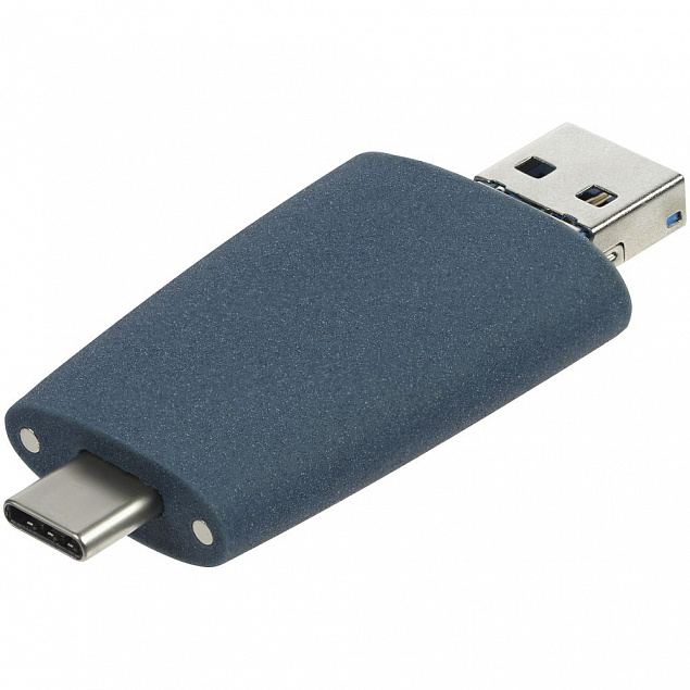 Флешка Pebble universal, USB 3.0, серо-синяя, 32 Гб с логотипом в Нефтекамске заказать по выгодной цене в кибермаркете AvroraStore