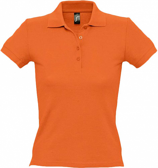 Рубашка поло женская PEOPLE 210, оранжевая с логотипом в Нефтекамске заказать по выгодной цене в кибермаркете AvroraStore