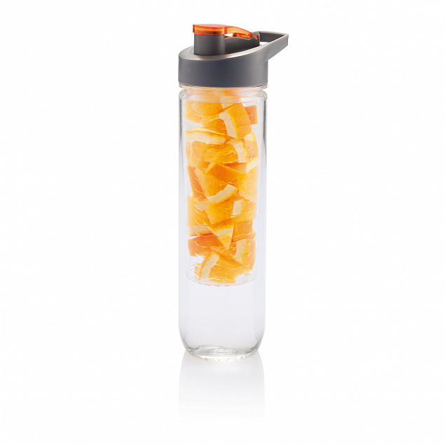 Бутылка для воды Tritan с контейнером для фруктов, 800 мл, оранжевый с логотипом в Нефтекамске заказать по выгодной цене в кибермаркете AvroraStore