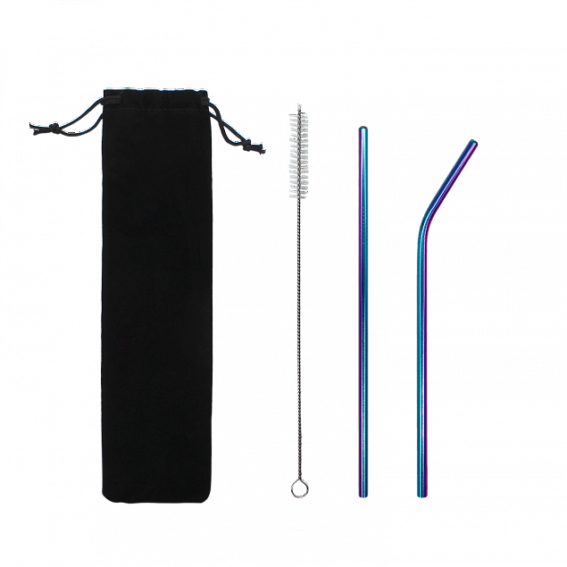 Набор многоразовых трубочек гальванических Оnlycofer Х black (спектр) с логотипом в Нефтекамске заказать по выгодной цене в кибермаркете AvroraStore
