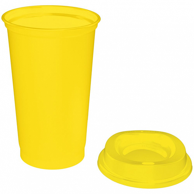 Стакан с крышкой Color Cap, желтый с логотипом в Нефтекамске заказать по выгодной цене в кибермаркете AvroraStore