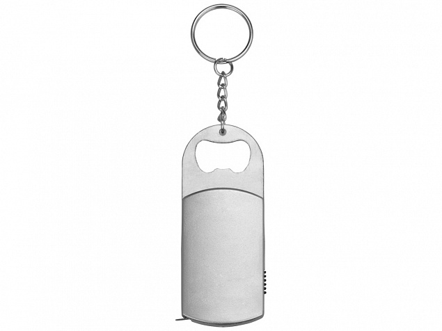 Брелок-открывалка с рулеткой и фонариком Open с логотипом в Нефтекамске заказать по выгодной цене в кибермаркете AvroraStore
