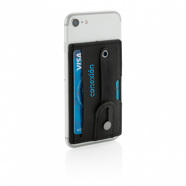 Картхолдер c RFID защитой для телефона 3-в-1 с логотипом в Нефтекамске заказать по выгодной цене в кибермаркете AvroraStore