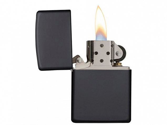 Зажигалка ZIPPO Classic с покрытием Black Matte с логотипом в Нефтекамске заказать по выгодной цене в кибермаркете AvroraStore