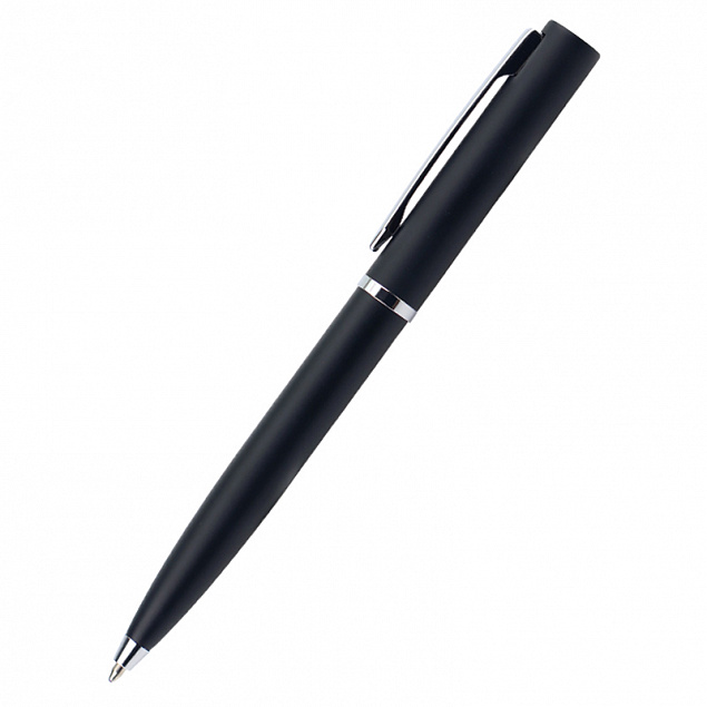 Ручка металлическая Alfa фрост, чёрная с логотипом в Нефтекамске заказать по выгодной цене в кибермаркете AvroraStore