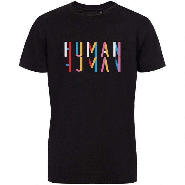 Футболка Human, черная с логотипом в Нефтекамске заказать по выгодной цене в кибермаркете AvroraStore