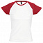 Футболка женская MILKY 150, белая с красным с логотипом в Нефтекамске заказать по выгодной цене в кибермаркете AvroraStore