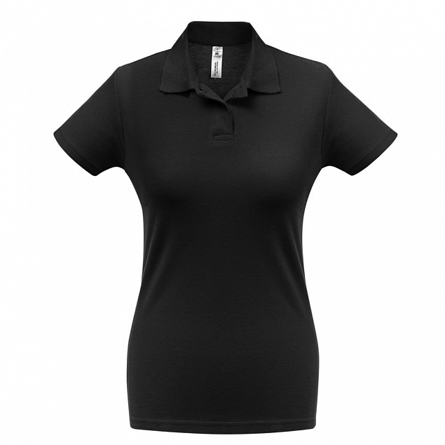 Рубашка поло женская ID.001 черная с логотипом в Нефтекамске заказать по выгодной цене в кибермаркете AvroraStore