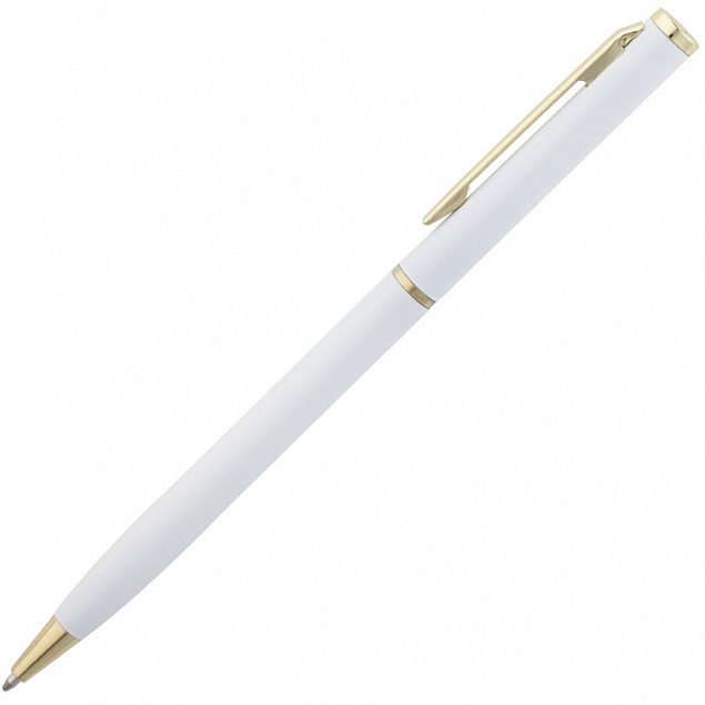 Ручка шариковая Hotel Gold, ver.2, белая с логотипом в Нефтекамске заказать по выгодной цене в кибермаркете AvroraStore