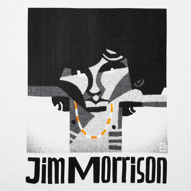 Футболка «Меламед. Jim Morrison», белая с логотипом в Нефтекамске заказать по выгодной цене в кибермаркете AvroraStore