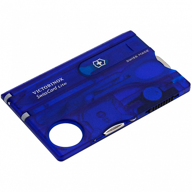 Набор инструментов SwissCard Lite, синий с логотипом в Нефтекамске заказать по выгодной цене в кибермаркете AvroraStore