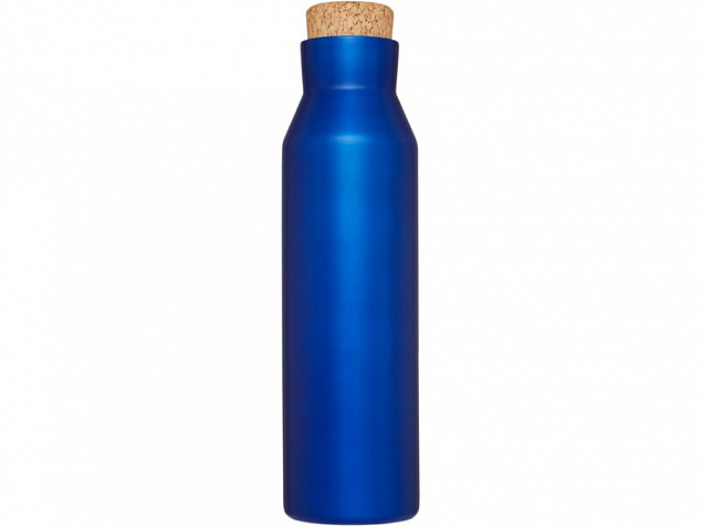 Вакуумная изолированная бутылка с пробкой, cиний с логотипом в Нефтекамске заказать по выгодной цене в кибермаркете AvroraStore