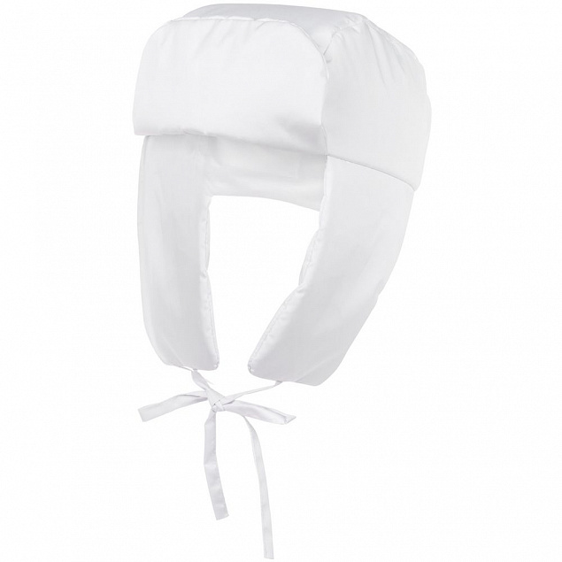 Шапка-ушанка Shelter, белая с логотипом в Нефтекамске заказать по выгодной цене в кибермаркете AvroraStore