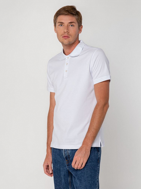 Рубашка поло мужская Virma Stretch, белая с логотипом в Нефтекамске заказать по выгодной цене в кибермаркете AvroraStore