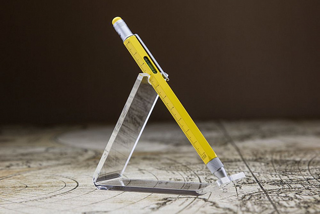 Ручка шариковая Construction, мультиинструмент, желтая с логотипом в Нефтекамске заказать по выгодной цене в кибермаркете AvroraStore