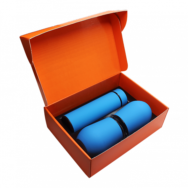 Набор Hot Box C2 (софт-тач) B, голубой с логотипом в Нефтекамске заказать по выгодной цене в кибермаркете AvroraStore