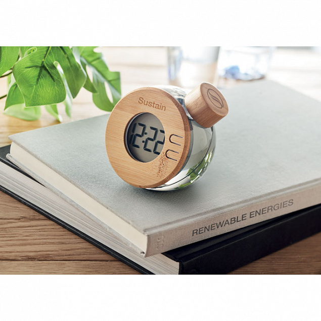 Бамбуковые ЖК-часы с водяным пи с логотипом в Нефтекамске заказать по выгодной цене в кибермаркете AvroraStore
