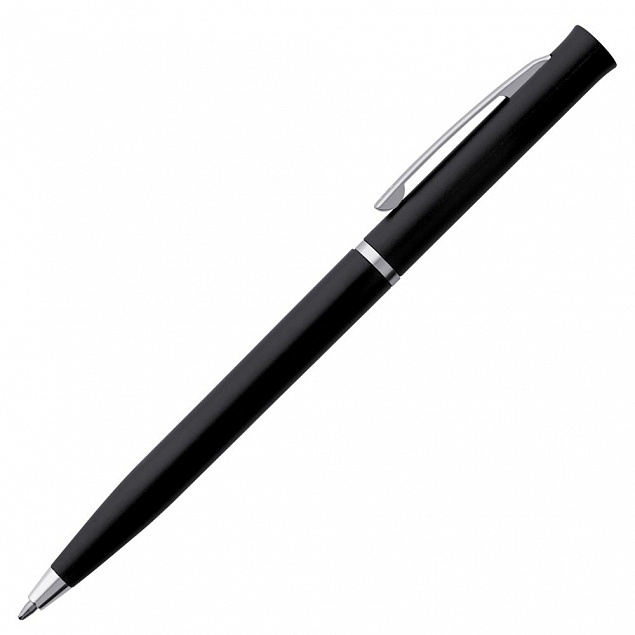 Ручка шариковая Euro Chrome, черная с логотипом в Нефтекамске заказать по выгодной цене в кибермаркете AvroraStore