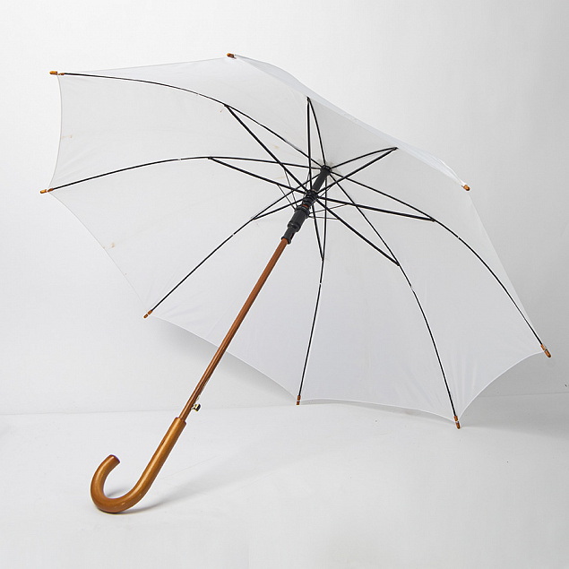 Зонт-трость механический, деревянная ручка с логотипом в Нефтекамске заказать по выгодной цене в кибермаркете AvroraStore