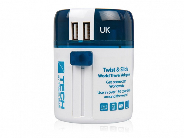 Адаптер с 2-мя USB-портами Twist & Slide с логотипом в Нефтекамске заказать по выгодной цене в кибермаркете AvroraStore