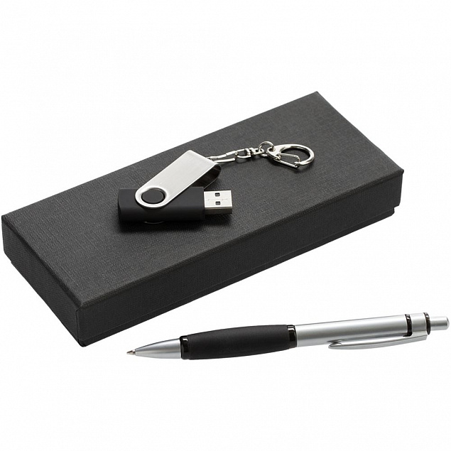 Набор Notes: ручка и флешка 8 Гб, черный с логотипом в Нефтекамске заказать по выгодной цене в кибермаркете AvroraStore
