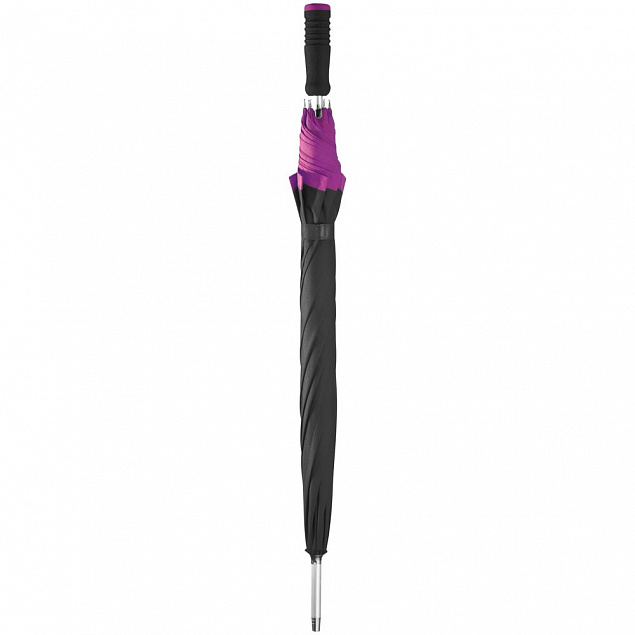 Зонт-трость Highlight, черный с фиолетовым с логотипом в Нефтекамске заказать по выгодной цене в кибермаркете AvroraStore